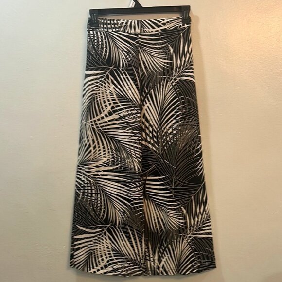 Haver & Blair Tropical Wide-Leg Pants M | Black White Linen Blend Resortwear - Picture 8 of 16